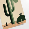 A minimalist cactus illustration in black and gray tones - as a rolled, unframed print