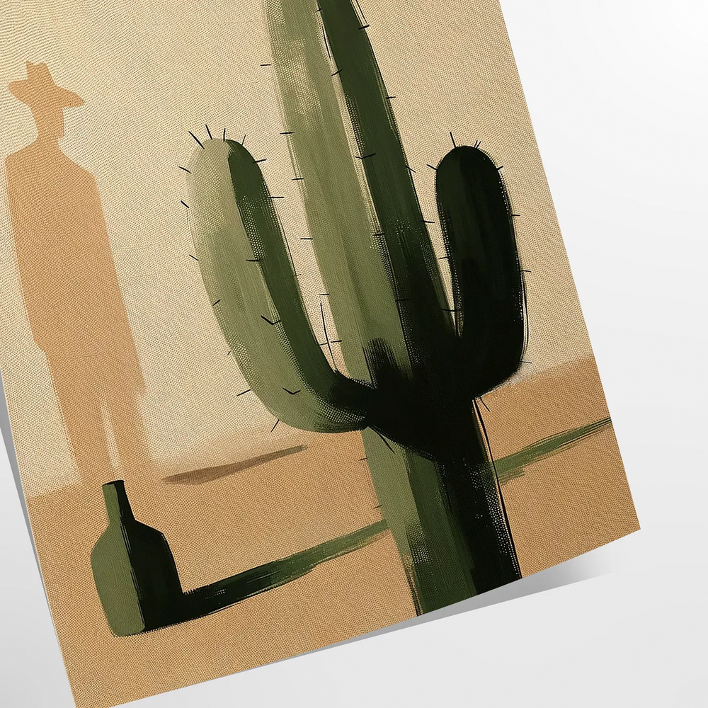 Minimalist illustration of a cactus in green and black tones