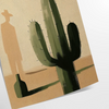Illustration minimaliste d'un cactus en tons verts et noirs - en tirage roulé, sans cadre