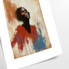 Minimalist portrait featuring bold red and green colors - as a rolled, unframed print