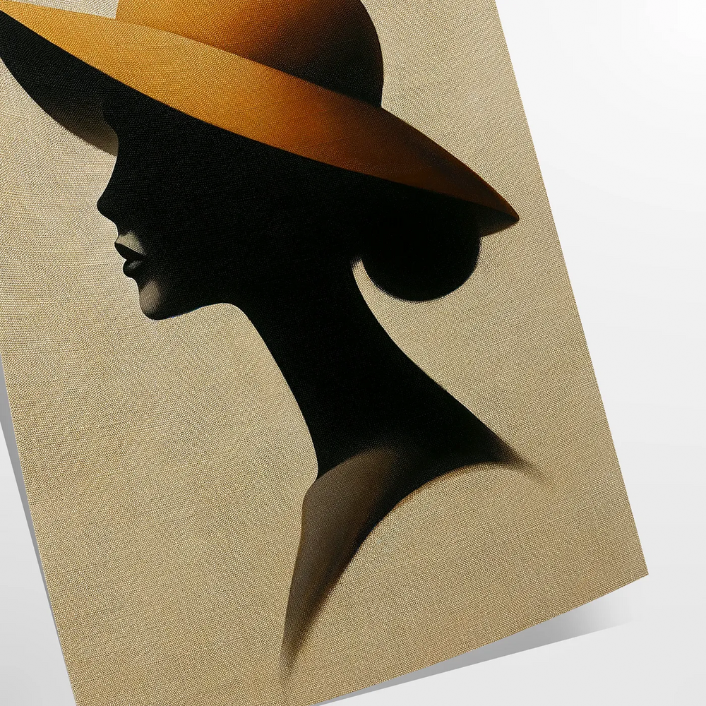 Silhouette of a woman in green and black, minimalist design