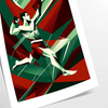 Dynamic MMA fighters in action, featuring black and green tones - as a rolled, unframed print