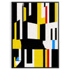 Abstract composition with orange and black shapes in a modern style - in a black frame