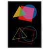 Abstract shapes in orange and black, modern art style - in a black frame