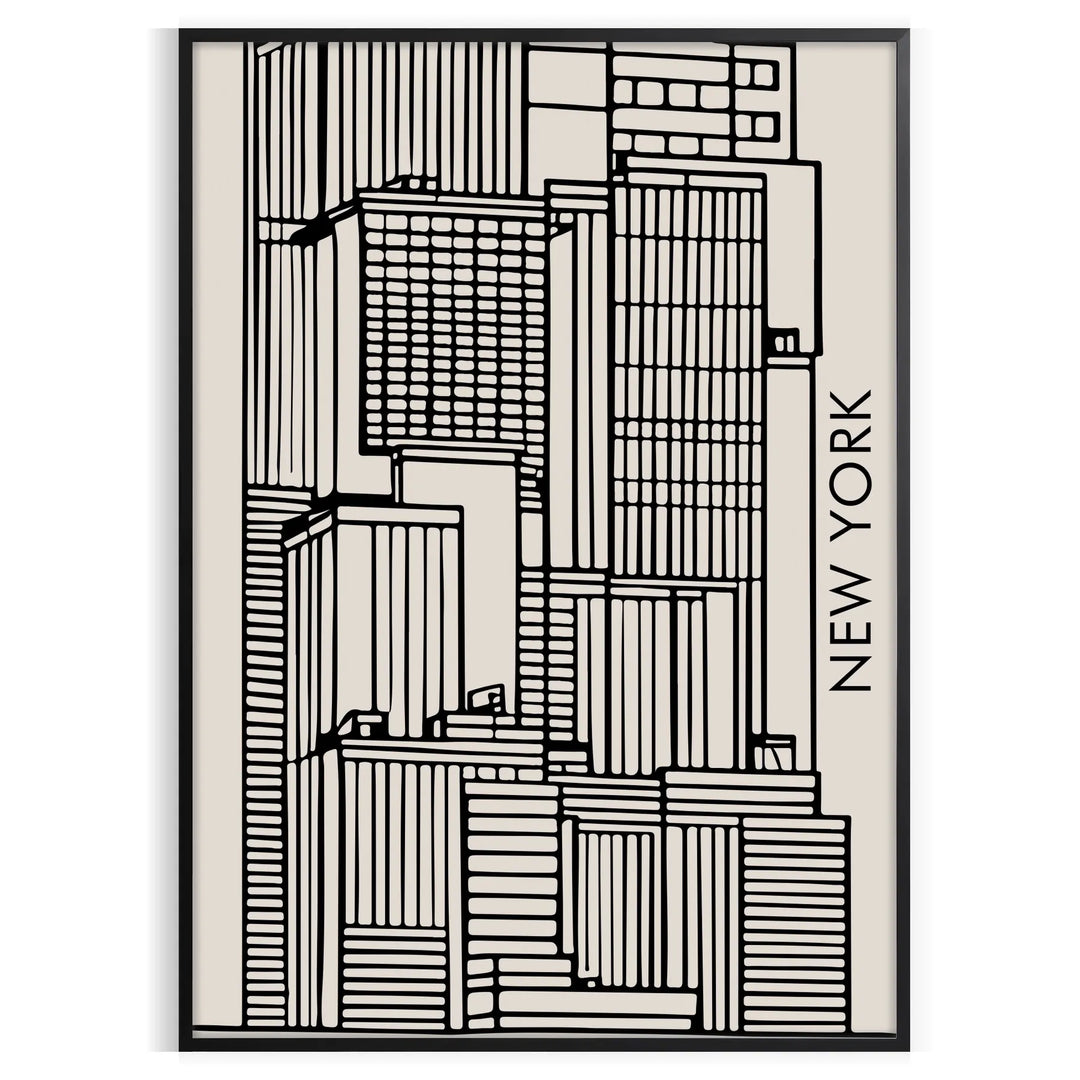 Abstract shapes in bold black and vibrant orange on a modern art poster