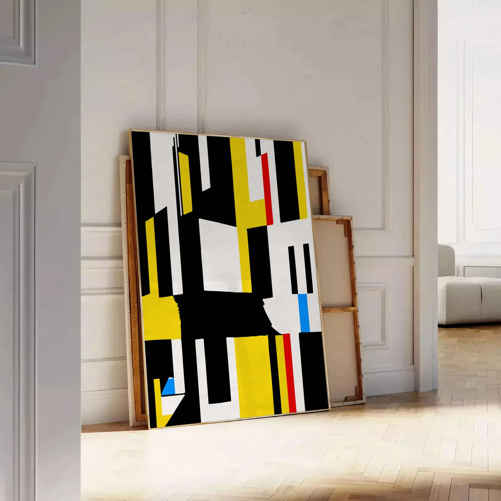 Abstract composition with orange and black shapes in a modern style