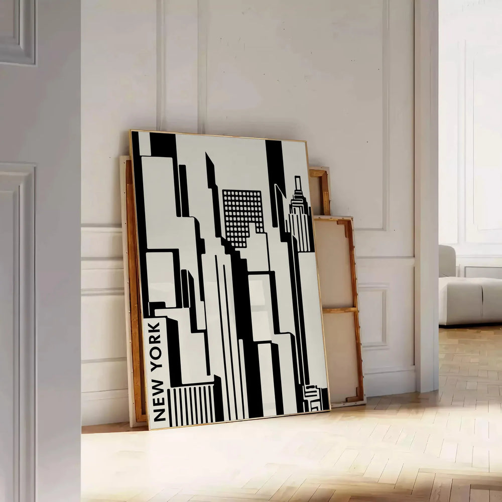 Abstract composition with black and orange shapes in a modern style