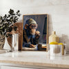 A playful monkey wearing glasses and a hoodie, surrounded by digital elements in green and gray. - styled on a counter with eucalyptus and a bowl of lemons