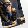 A playful monkey wearing glasses and a hoodie, surrounded by digital elements in green and gray. - as a rolled, unframed print