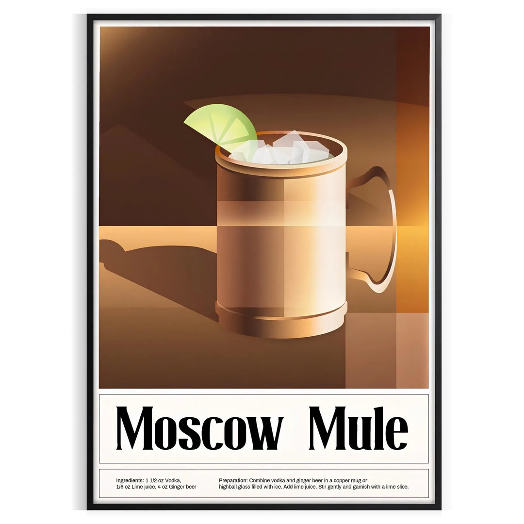 Moscow Mule cocktail in a copper mug with green garnishes on a black background