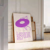 Abstract space scene in green and purple with motivational text - leaning on a herringbone floor against a white panelled wall