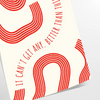 Red and white motivational poster with abstract space elements and inspirational text