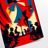 Illustration of the Moulin Rouge in Paris with red and black colors - as a rolled, unframed print