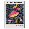 Colorful mushroom pattern with polka dots by Yayoi Kusama - in a black frame