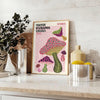 Colorful mushrooms in Yayoi Kusama's signature polka dot style - styled on a counter with eucalyptus and a bowl of lemons