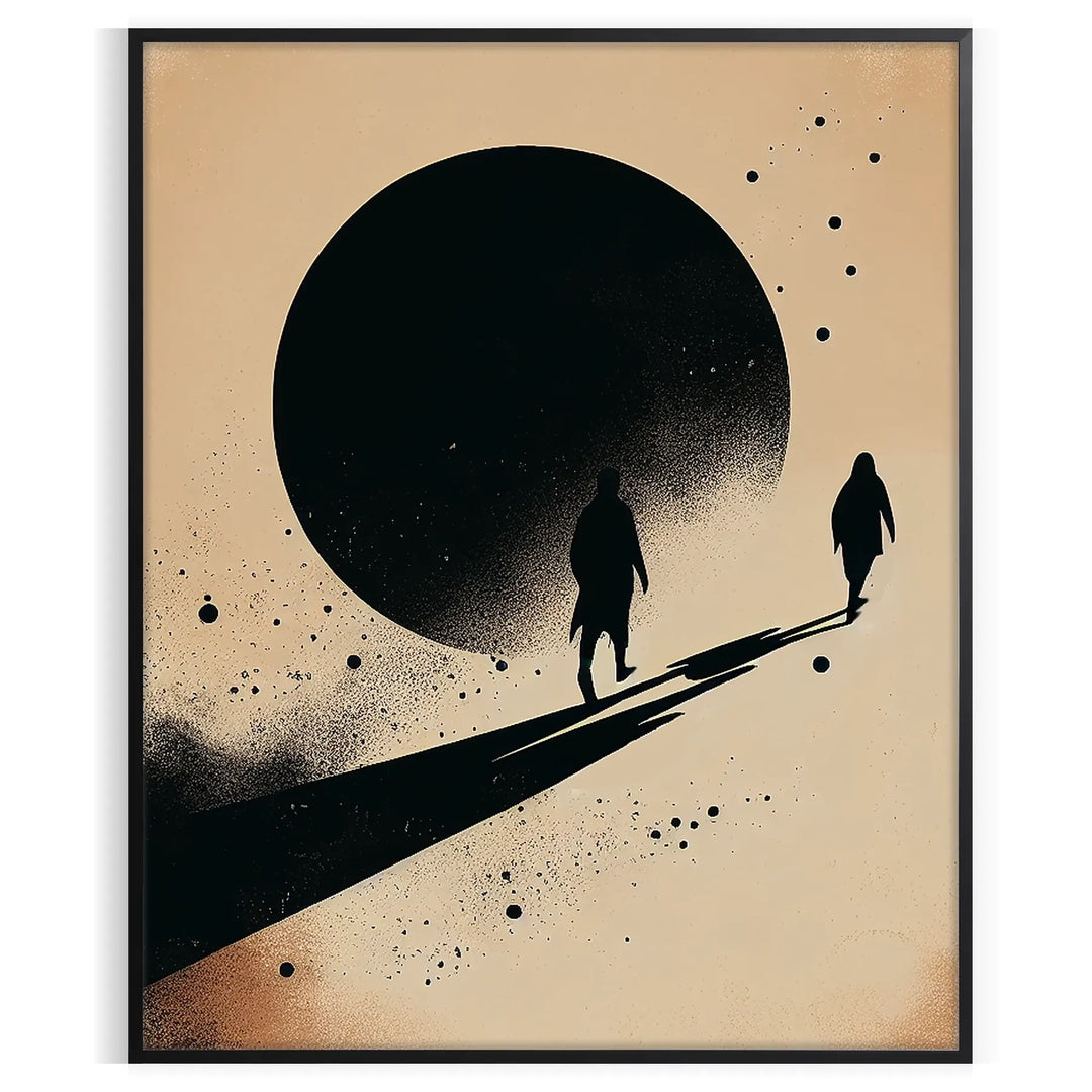 Minimalist design featuring a human silhouette against a black and green background