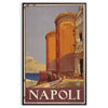 Illustration of Napoli with green and orange colors, featuring iconic landmarks - in a black frame