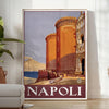 Illustration of Napoli with green and black tones, showcasing the city's charm - in a bright minimalist room with a plant and an armchair