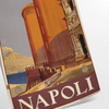 Illustration of Napoli with green and orange colors, featuring iconic landmarks - as a rolled, unframed print