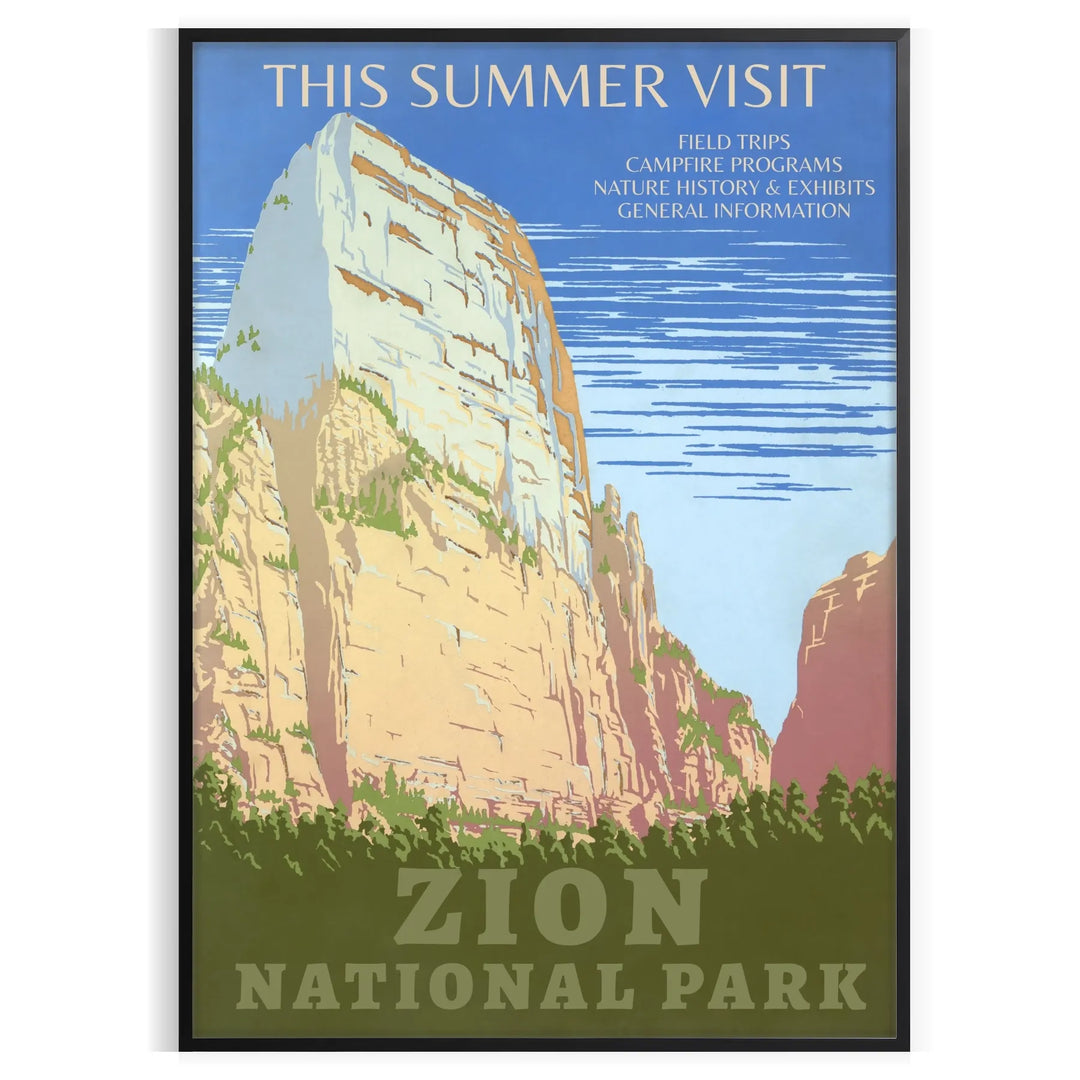 A serene landscape featuring lush green trees and earthy brown mountains in a national park.
