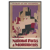 Illustration of national parks with green landscapes and earthy tones - in a black frame