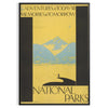 Illustration of national parks with lush greenery and sunny yellow accents - in a black frame