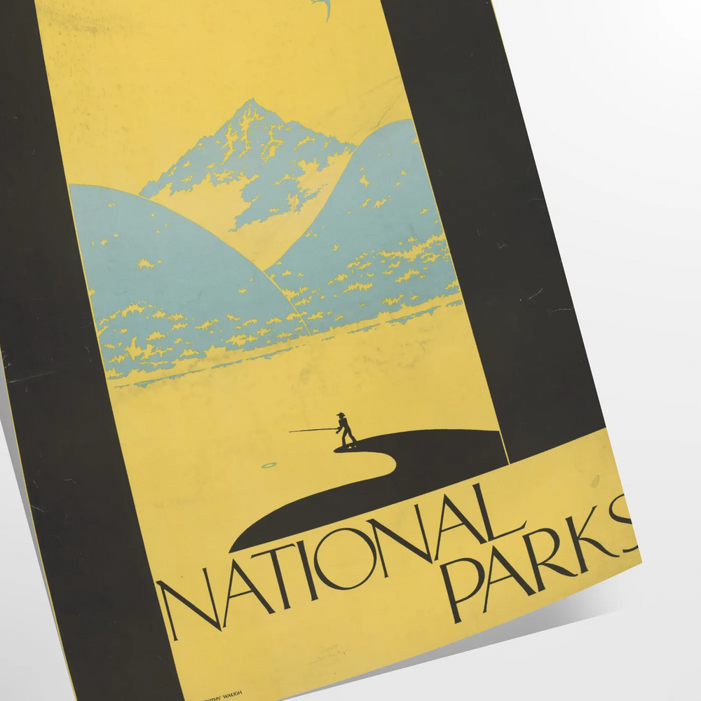 Illustration of national parks with lush greenery and sunny yellow accents