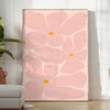 Escena abstracta de la naturaleza con tonos cálidos de naranja y amarillo - en una habitación luminosa y minimalista con planta y sillón