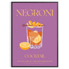 Illustration of a Negroni cocktail with orange and yellow hues - in a black frame