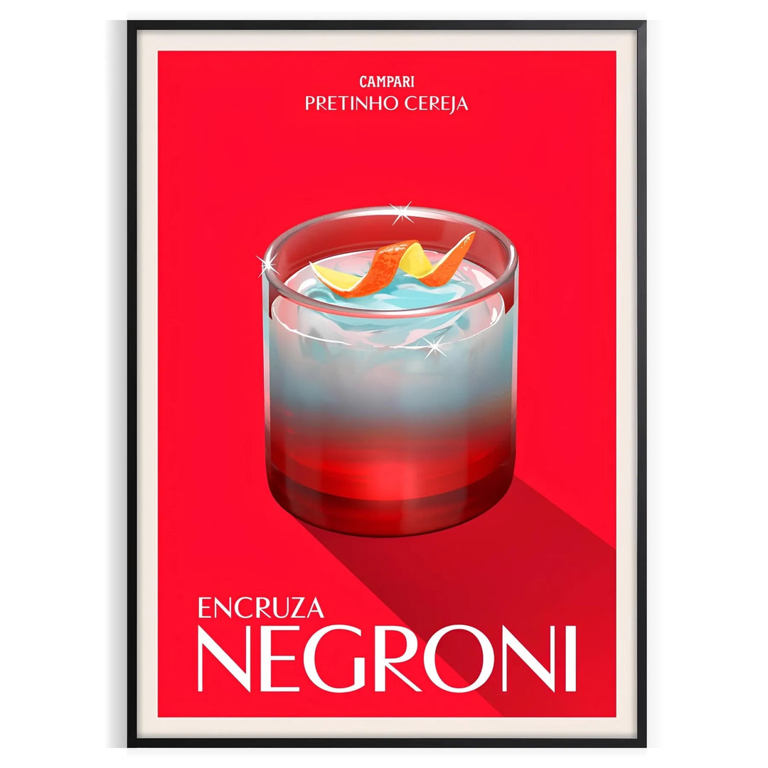 Illustration of a Negroni cocktail in warm orange and brown tones