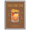 Illustration of a Negroni cocktail with orange and green hues - in a black frame