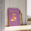Illustration of a Negroni cocktail with orange and yellow hues - leaning on a herringbone floor against a white panelled wall