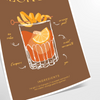 Illustration of a Negroni cocktail with orange and green hues