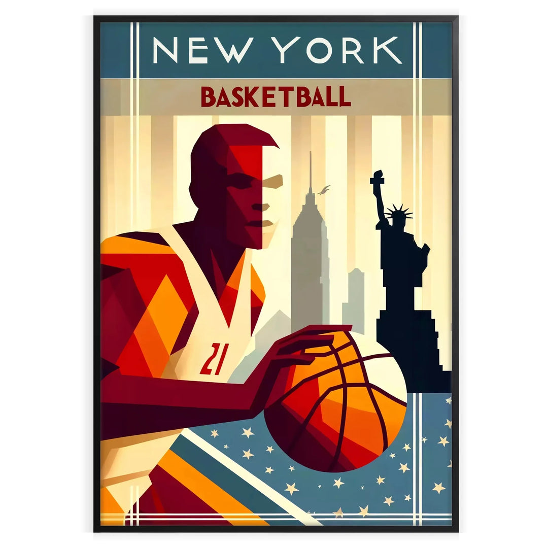 A dynamic basketball scene in New York with players in action