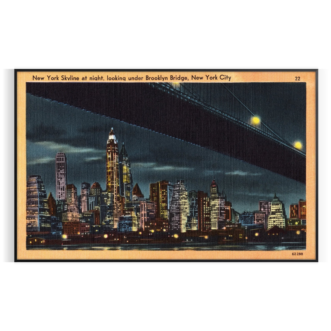 A vintage-style travel poster featuring New York City skyline in black and green hues