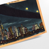 A vintage-style travel poster featuring New York City skyline in black and green hues - as a rolled, unframed print