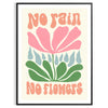 Colorful flowers in a groovy style with brown and green tones - in a black frame