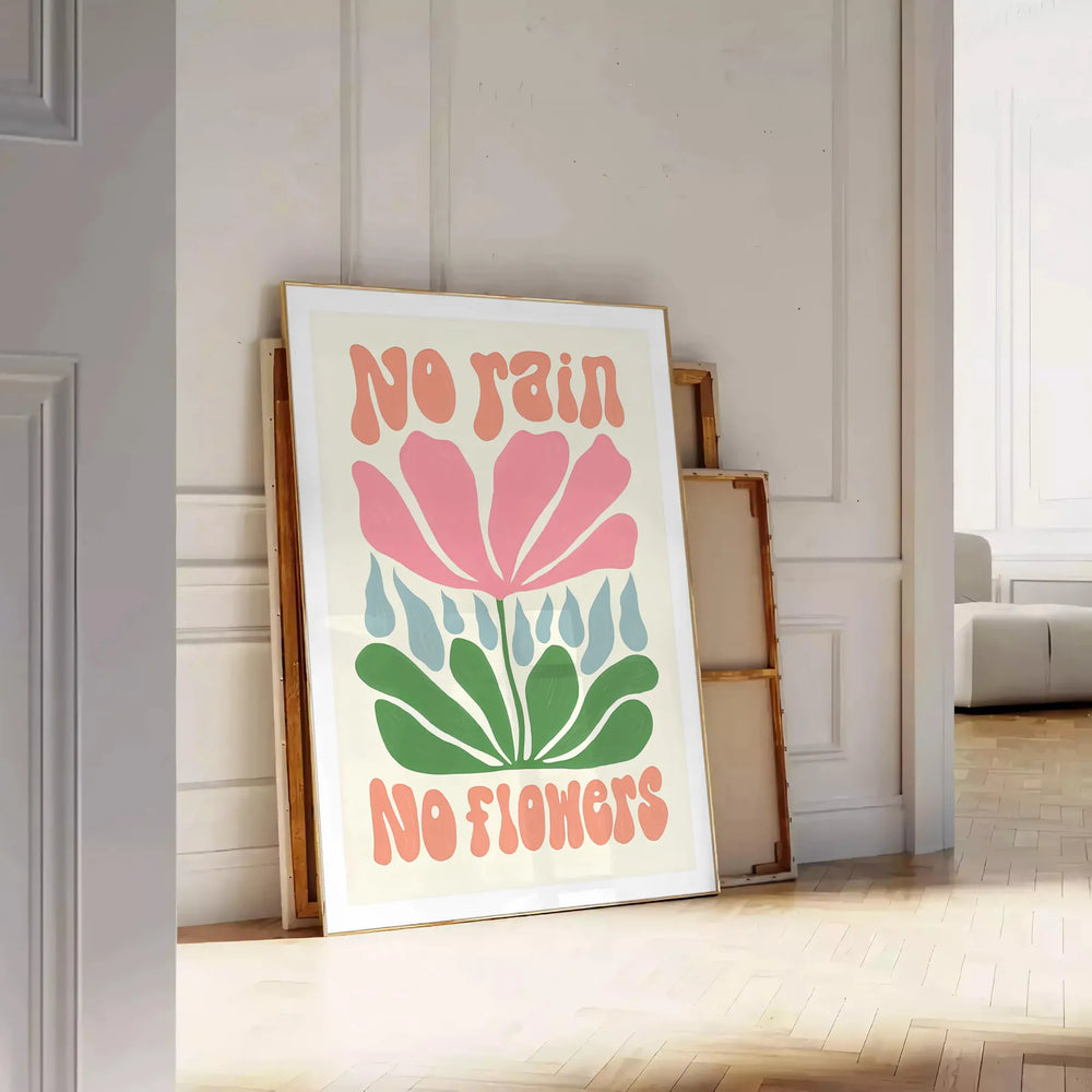 Colorful flowers in a groovy style with brown and green tones