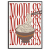 A minimalist kitchen scene featuring a bowl of noodles on a gray background - in a black frame