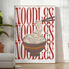 A minimalist kitchen scene featuring a bowl of noodles on a gray background - in a bright minimalist room with a plant and an armchair
