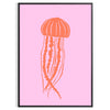 Illustration of various ocean animals in warm tones of brown and orange - in a black frame