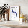 Illustration of various ocean animals in shades of blue and orange - styled on a counter with eucalyptus and a bowl of lemons