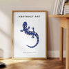 Illustration of various ocean animals in shades of blue and orange - beside a round wooden side table with books