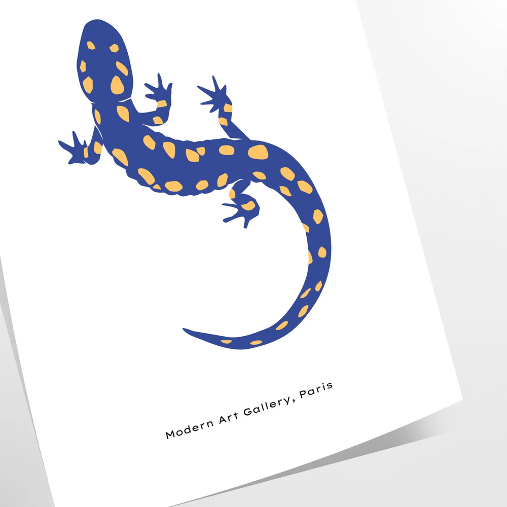 Illustration of various ocean animals in shades of blue and orange