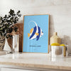 Colorful ocean animals in a whimsical underwater scene - styled on a counter with eucalyptus and a bowl of lemons