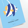 Colorful ocean animals in a whimsical underwater scene - as a rolled, unframed print