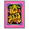 Retro design featuring bold black and yellow colors with a nostalgic theme - in a black frame