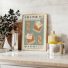 Vintage illustration of an Old Fashioned cocktail in rich brown and green tones - styled on a counter with eucalyptus and a bowl of lemons