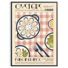 Illustration of oysters with green and orange hues, French kitchen theme - in a black frame