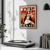 Poster showing Art Deco tennis scene in Paris, minimalist graphic design